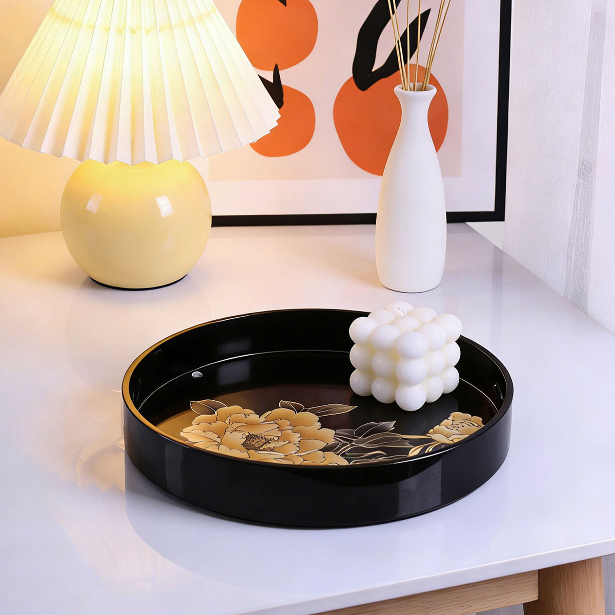 Black Lacquer Heavenly Fragrance · Light Luxury Serving Tray
