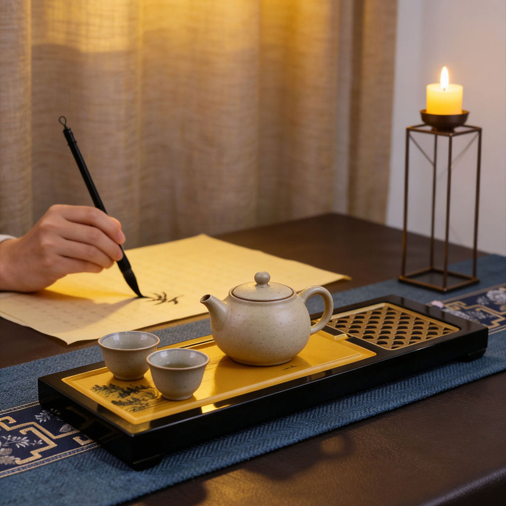 Gold-Glazed Rivers and Mountains · Light Luxury Tea Tray