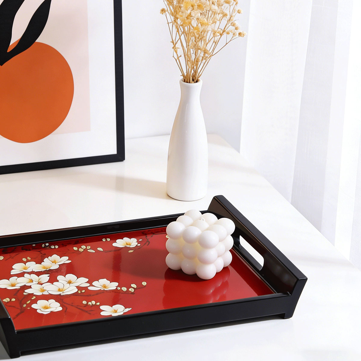 Vermilion Magnolia · Rectangular Serving Tray