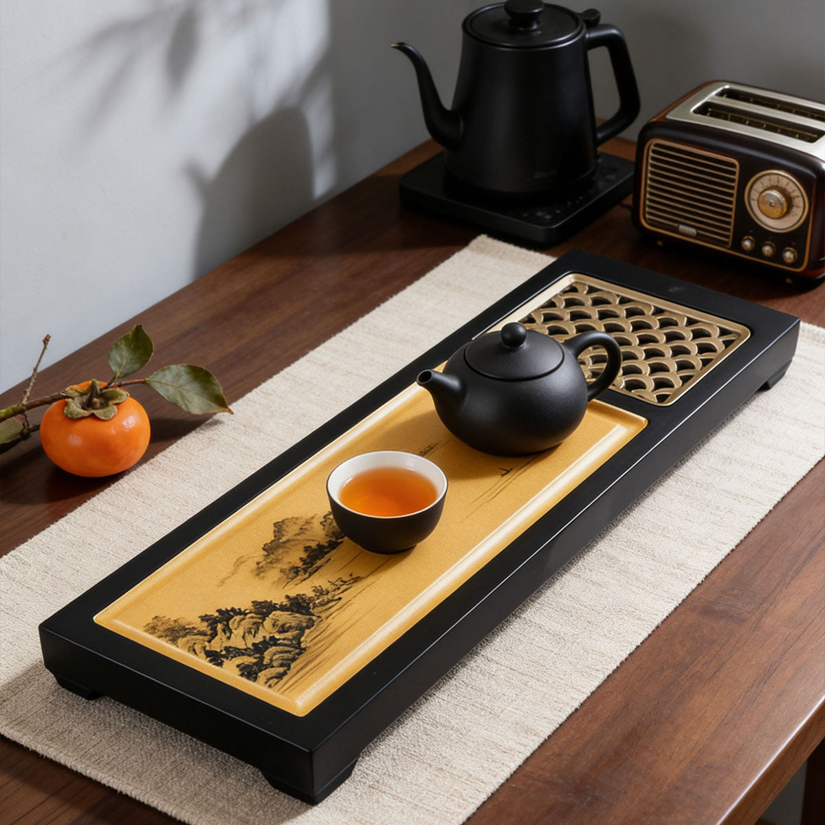 Gold-Glazed Rivers and Mountains · Light Luxury Tea Tray
