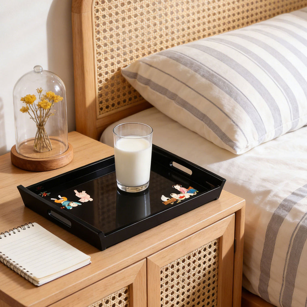 Black Lacquer Children's Joy · Rectangular Serving Tray