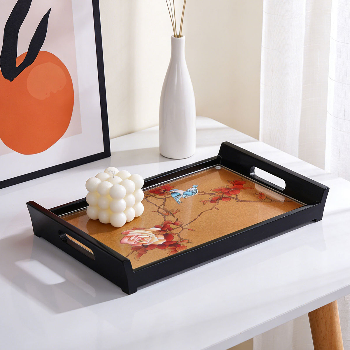 Vermilion Magnolia · Rectangular Serving Tray