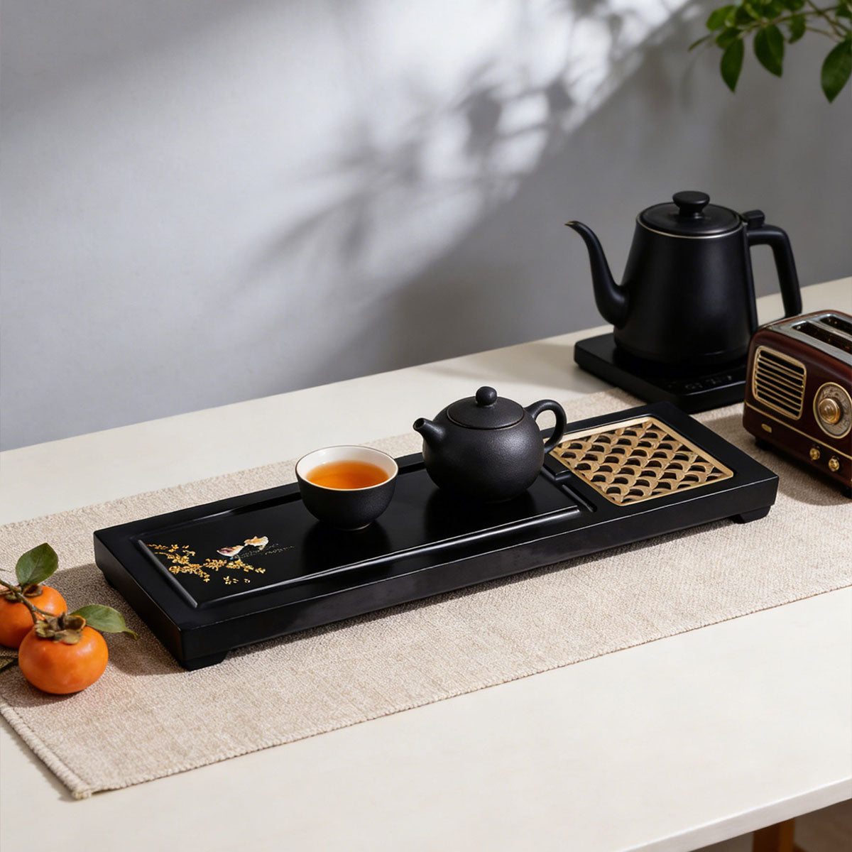 Black-Glazed Joyful Branches · Prosperity Tea Tray