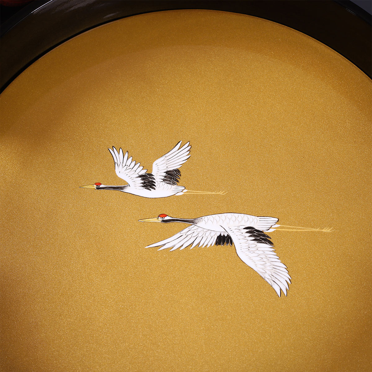 Gold-Glazed Twin Cranes · Elegant Serving Tray