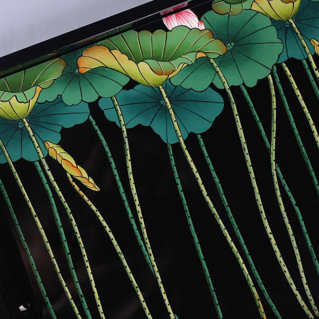 Ink-Glazed Clear Lotus · Rectangular Serving Tray