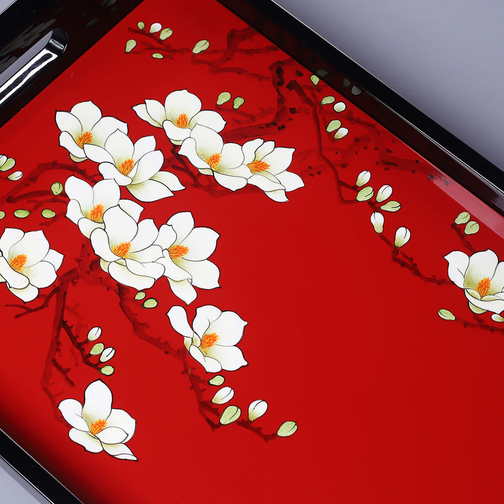 Vermilion Magnolia · Rectangular Serving Tray
