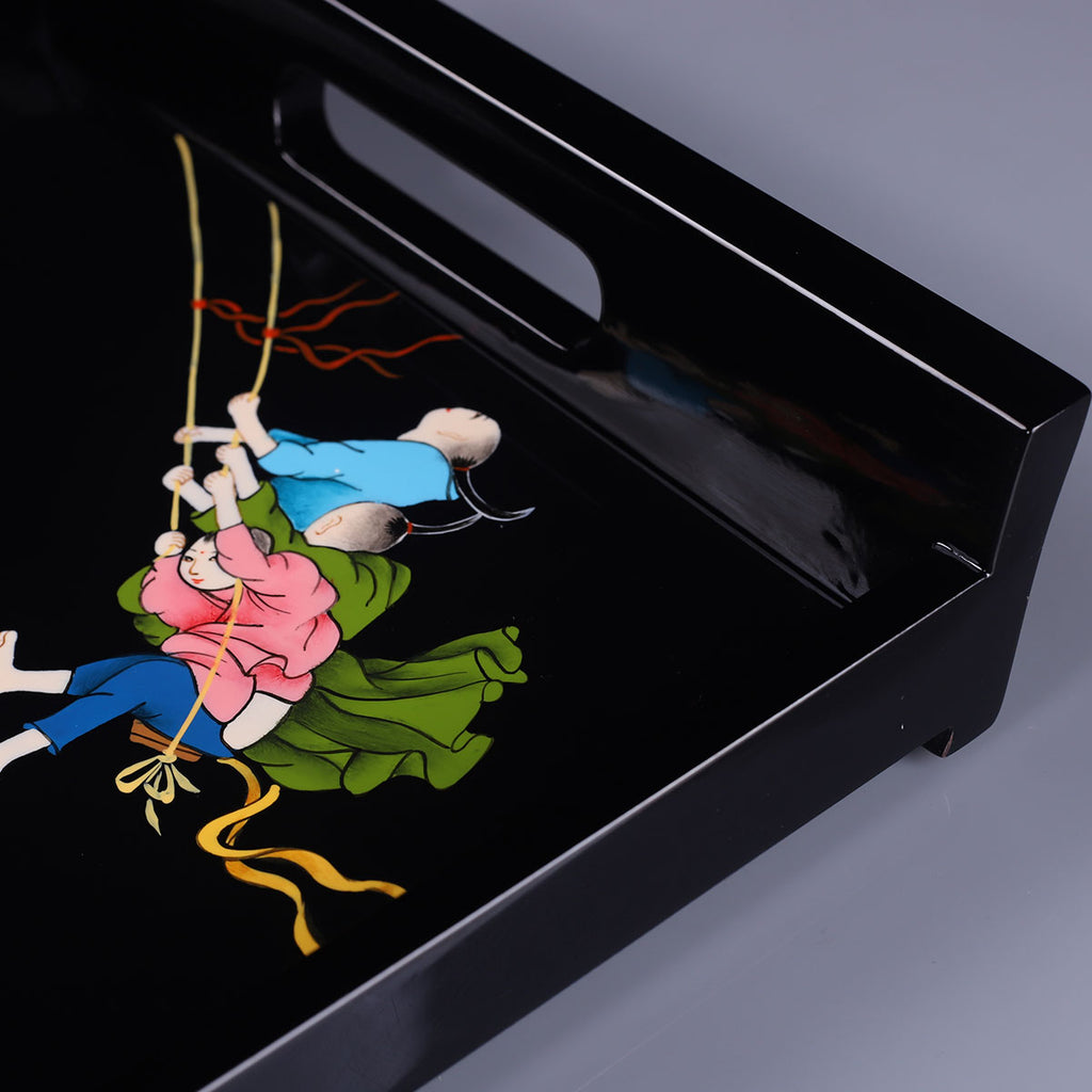Black Lacquer Children's Joy · Rectangular Serving Tray