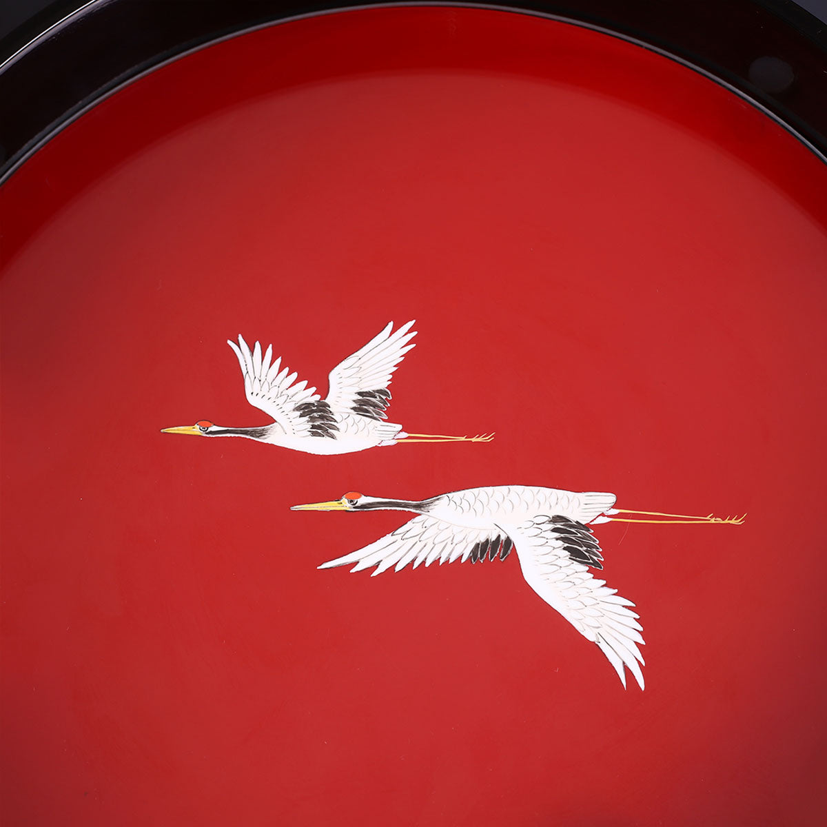 Gold-Glazed Twin Cranes · Elegant Serving Tray